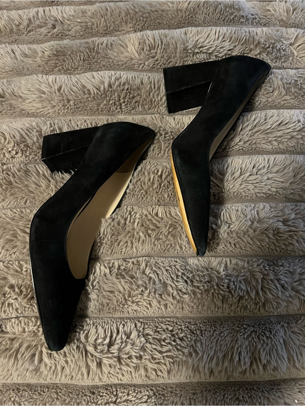 Marc Fisher Black Block Suede Heel Pumps - Picture 3 of 5